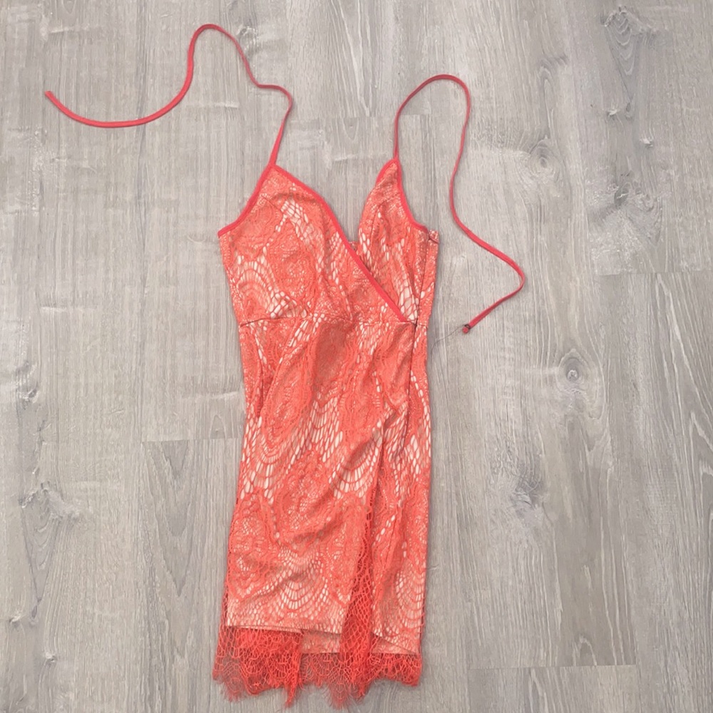 Coral lace dress